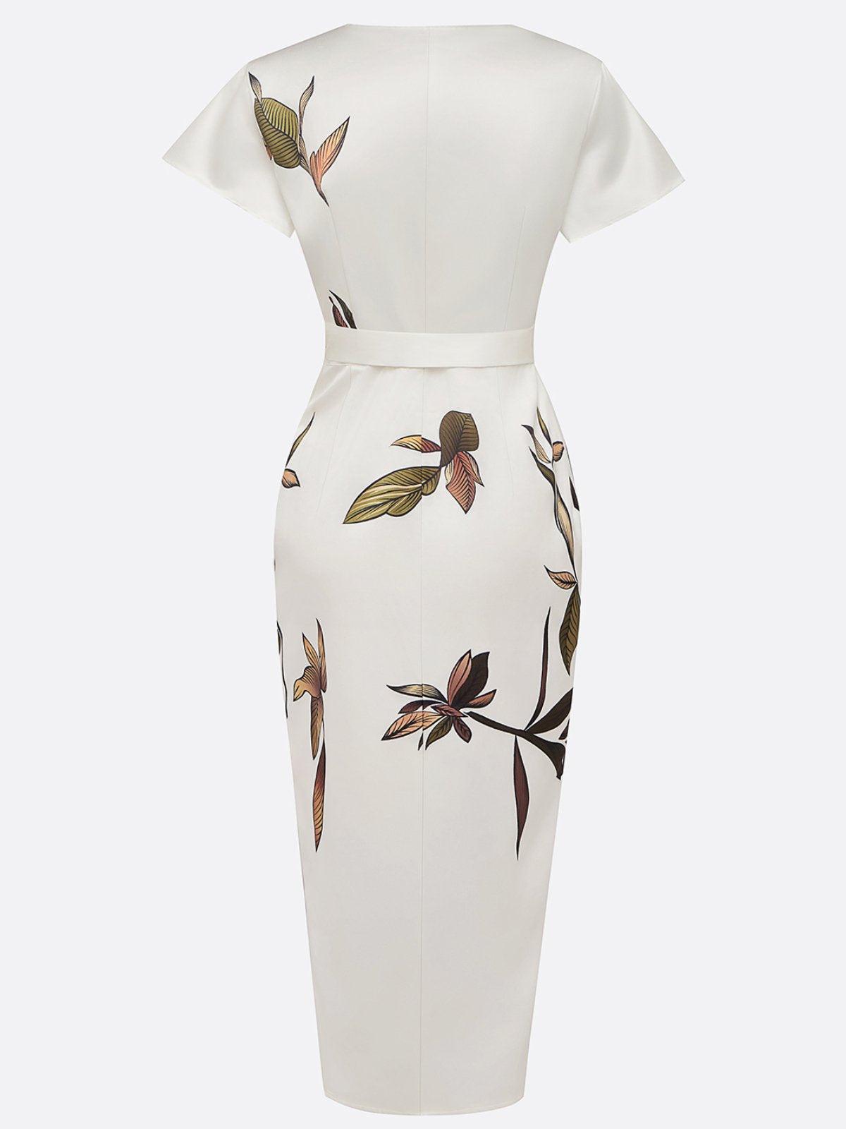 Women's Leaf Print Wrap Dress | Perfect for Going Out
