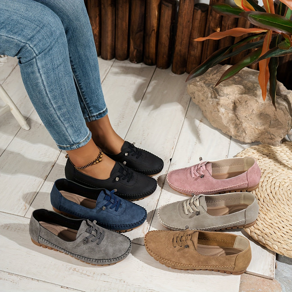 Round Toe and Low Heel Loafers for Women