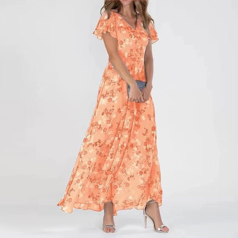 Women's Floral Print Chiffon Maxi Dress