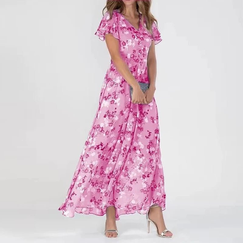 Women's Floral Print Chiffon Maxi Dress