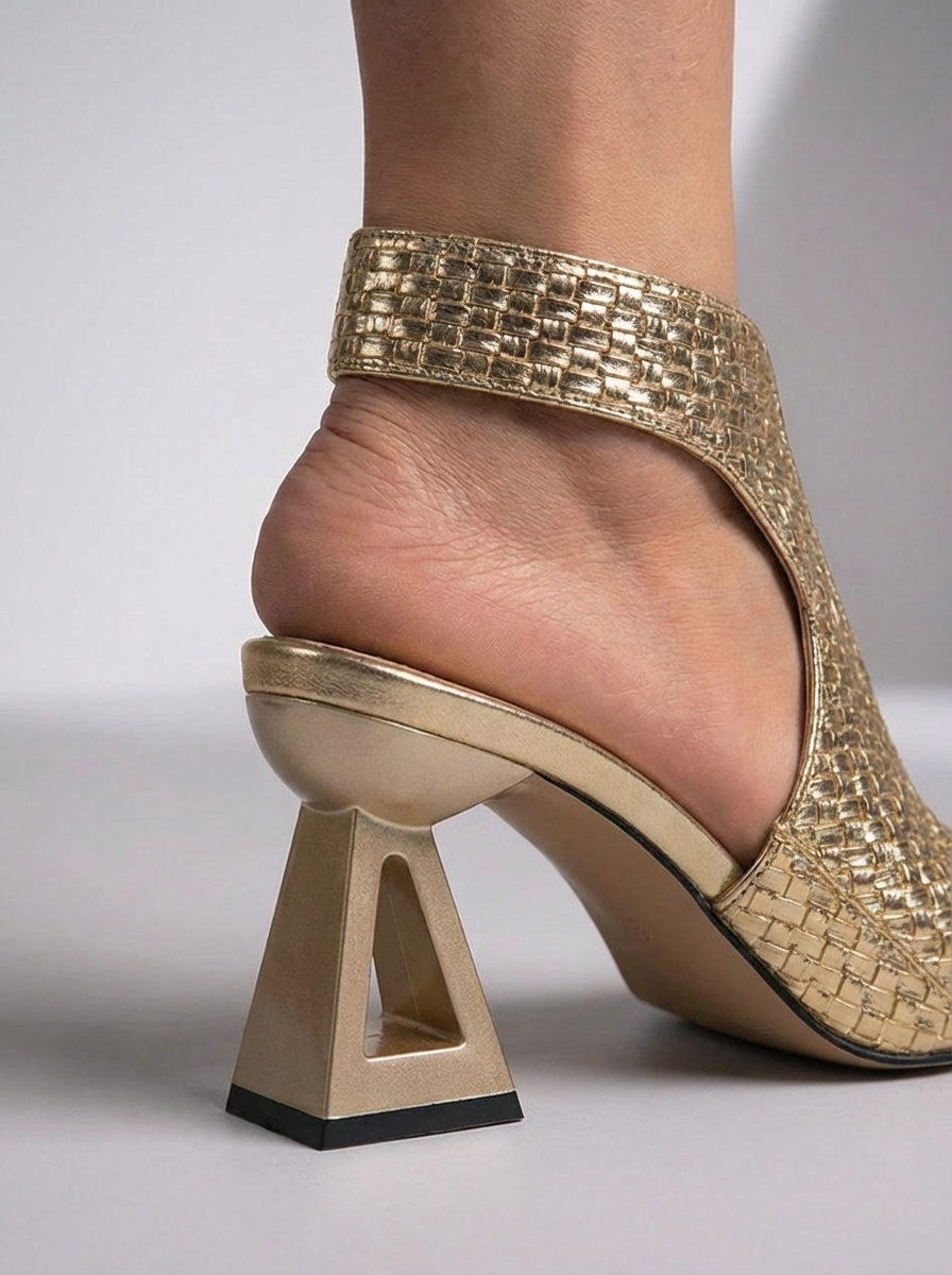 Medium Heel Sandals with Geometric Design for Women