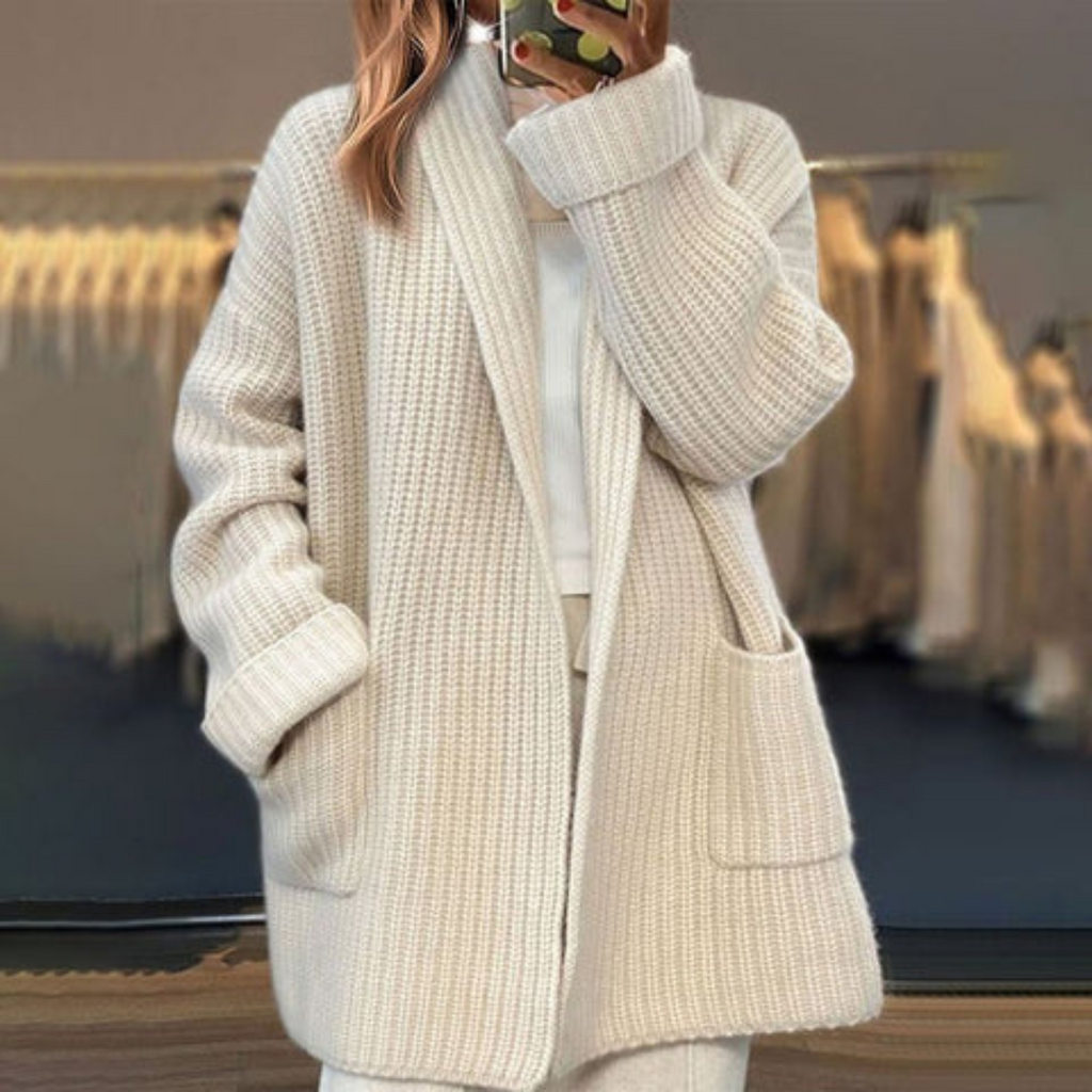 Chunky Knit Oversized Open Front Long Sleeve Cardigan for Women