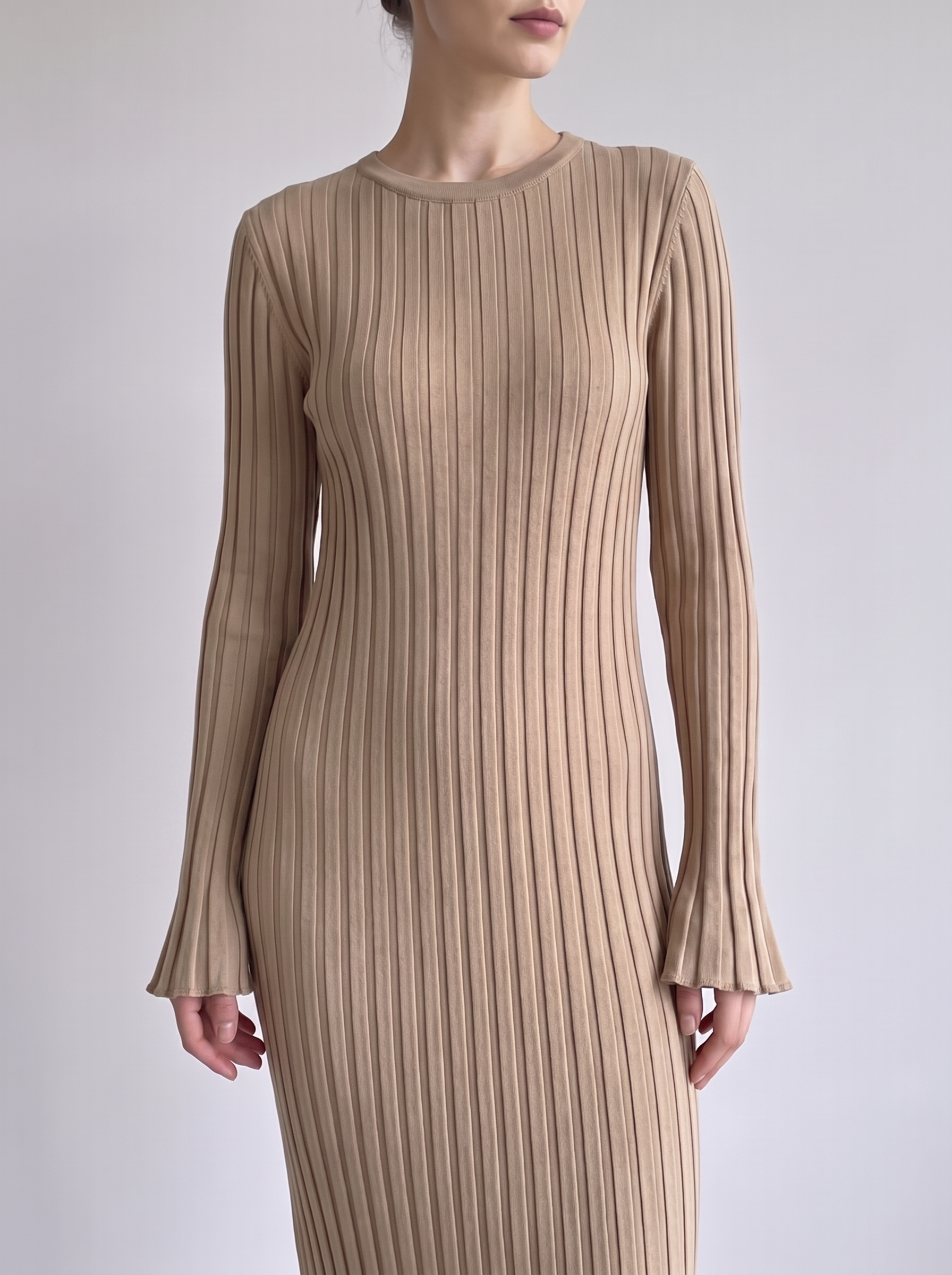 Long Sleeve Fitted Knit Maxi Dress for Women