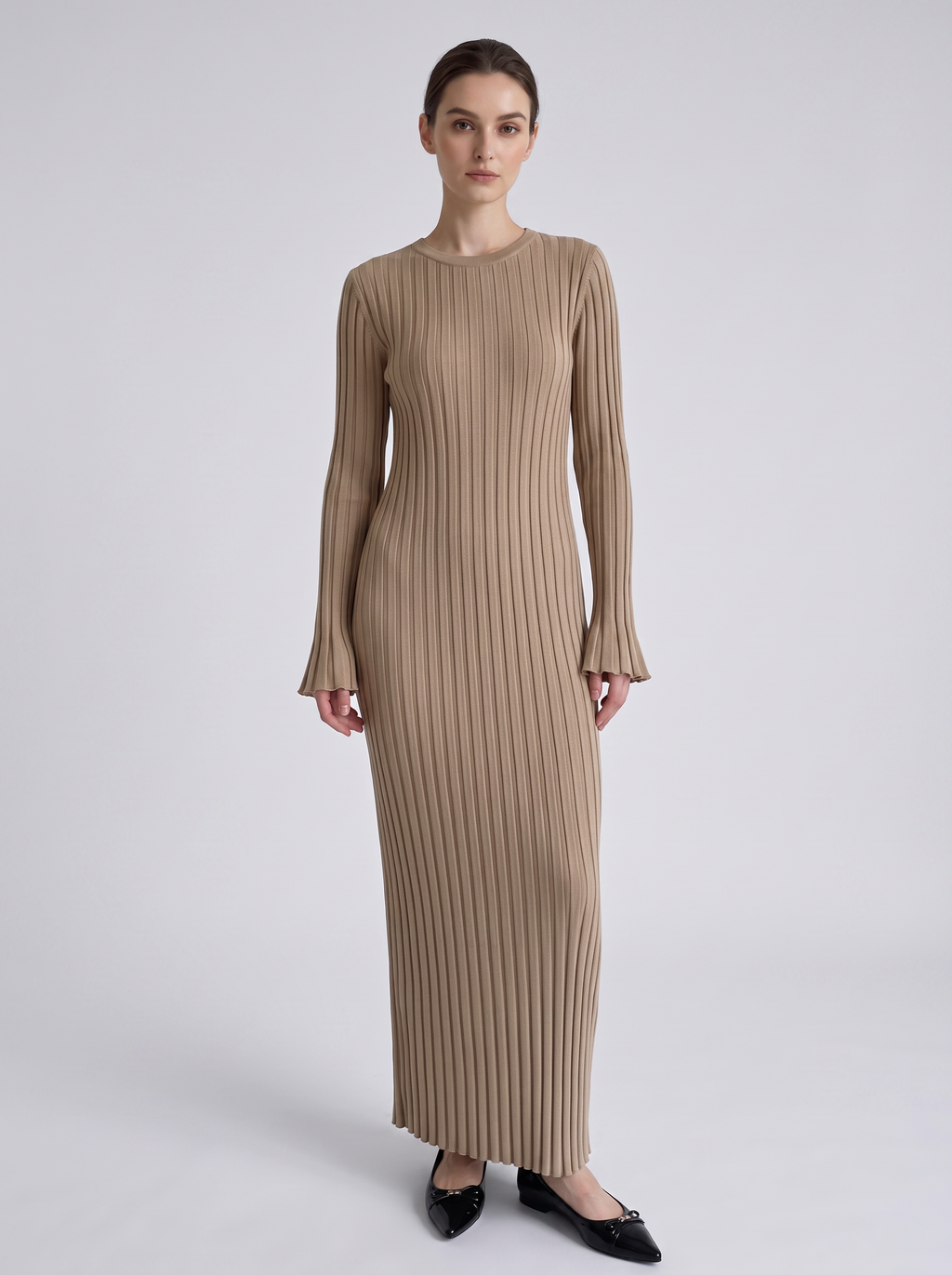 Long Sleeve Fitted Knit Maxi Dress for Women