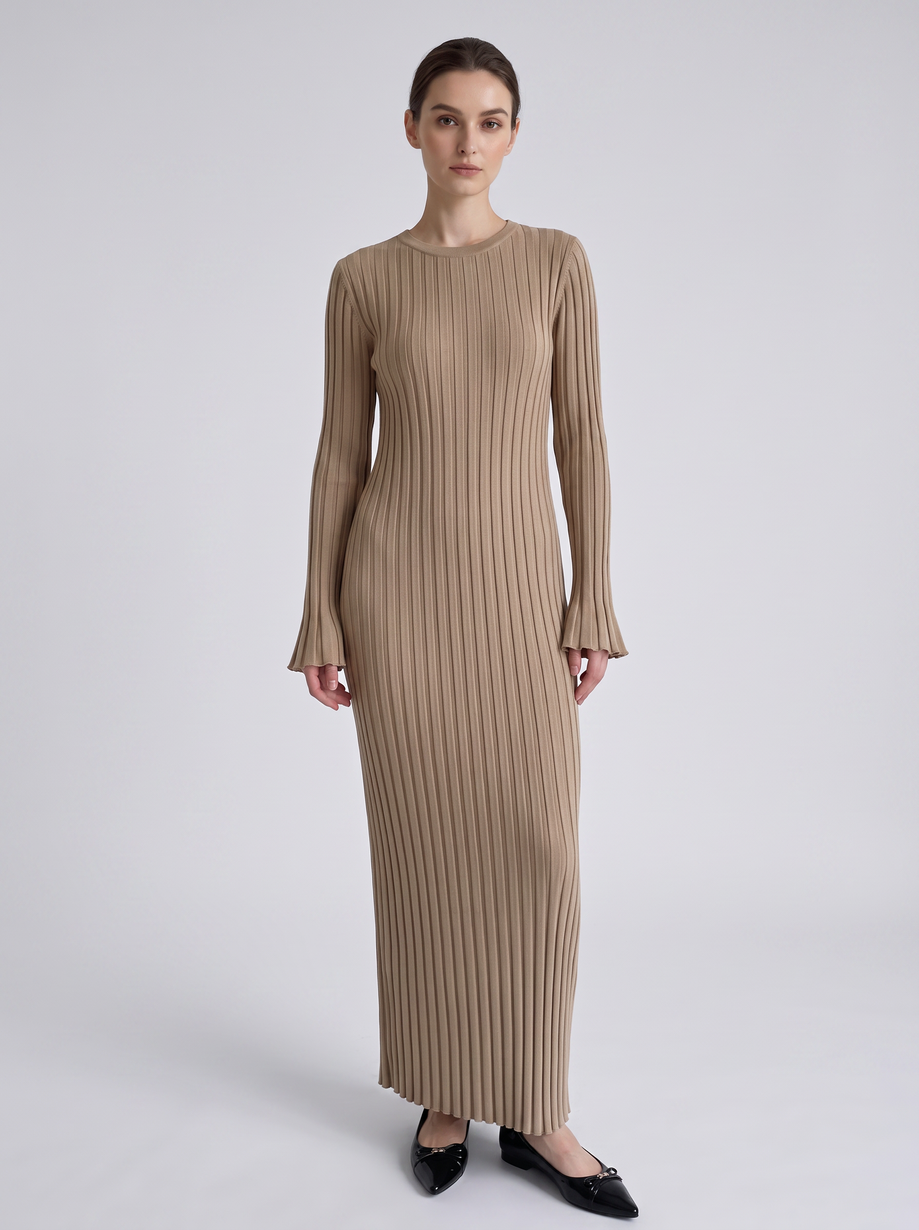 Long Sleeve Fitted Knit Maxi Dress for Women