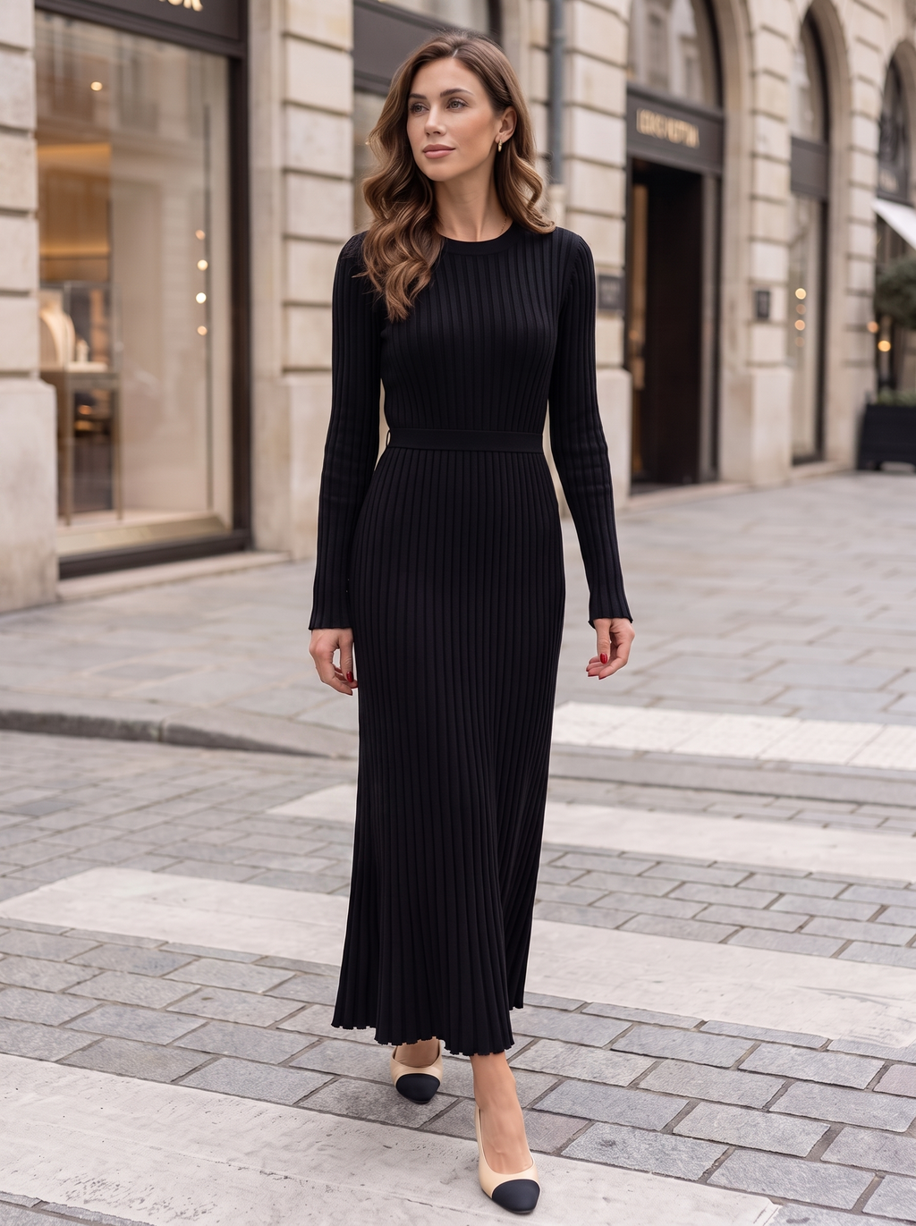 Long Sleeve Fitted Knit Maxi Dress for Women