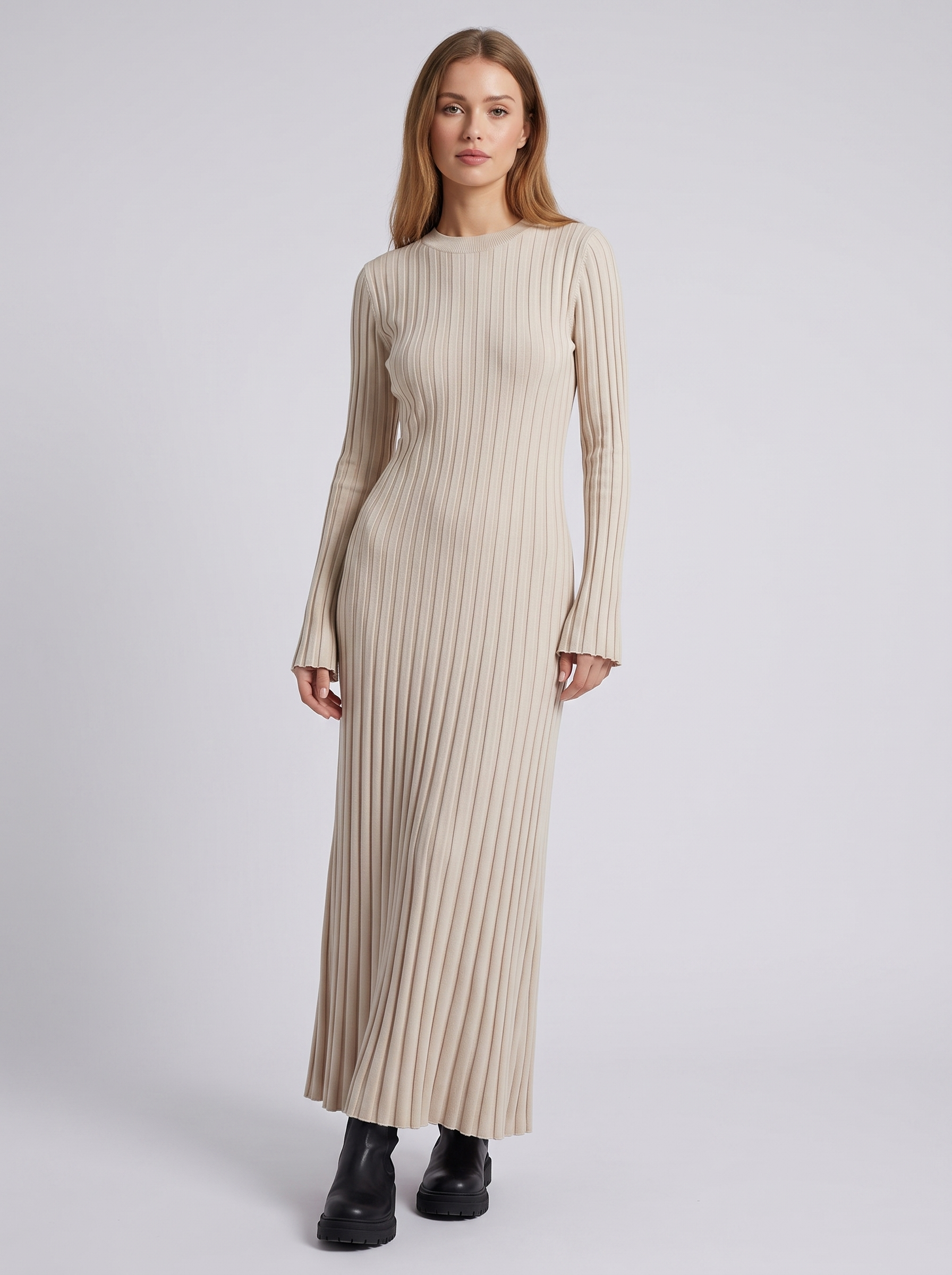 Long Sleeve Fitted Knit Maxi Dress for Women