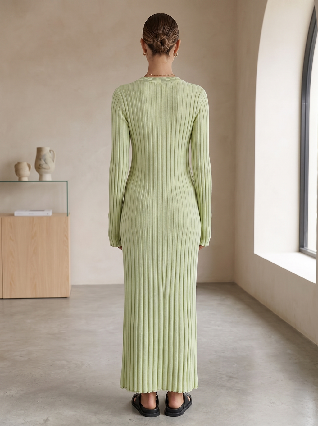 Long Sleeve Fitted Knit Maxi Dress for Women