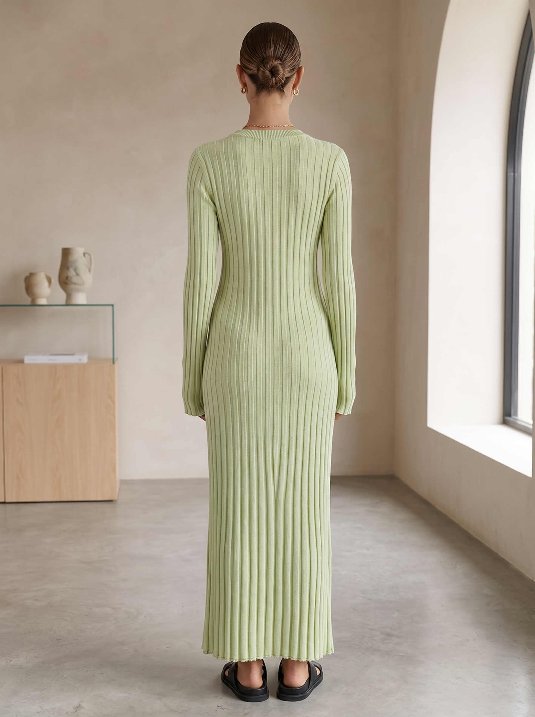 Long Sleeve Fitted Knit Maxi Dress for Women