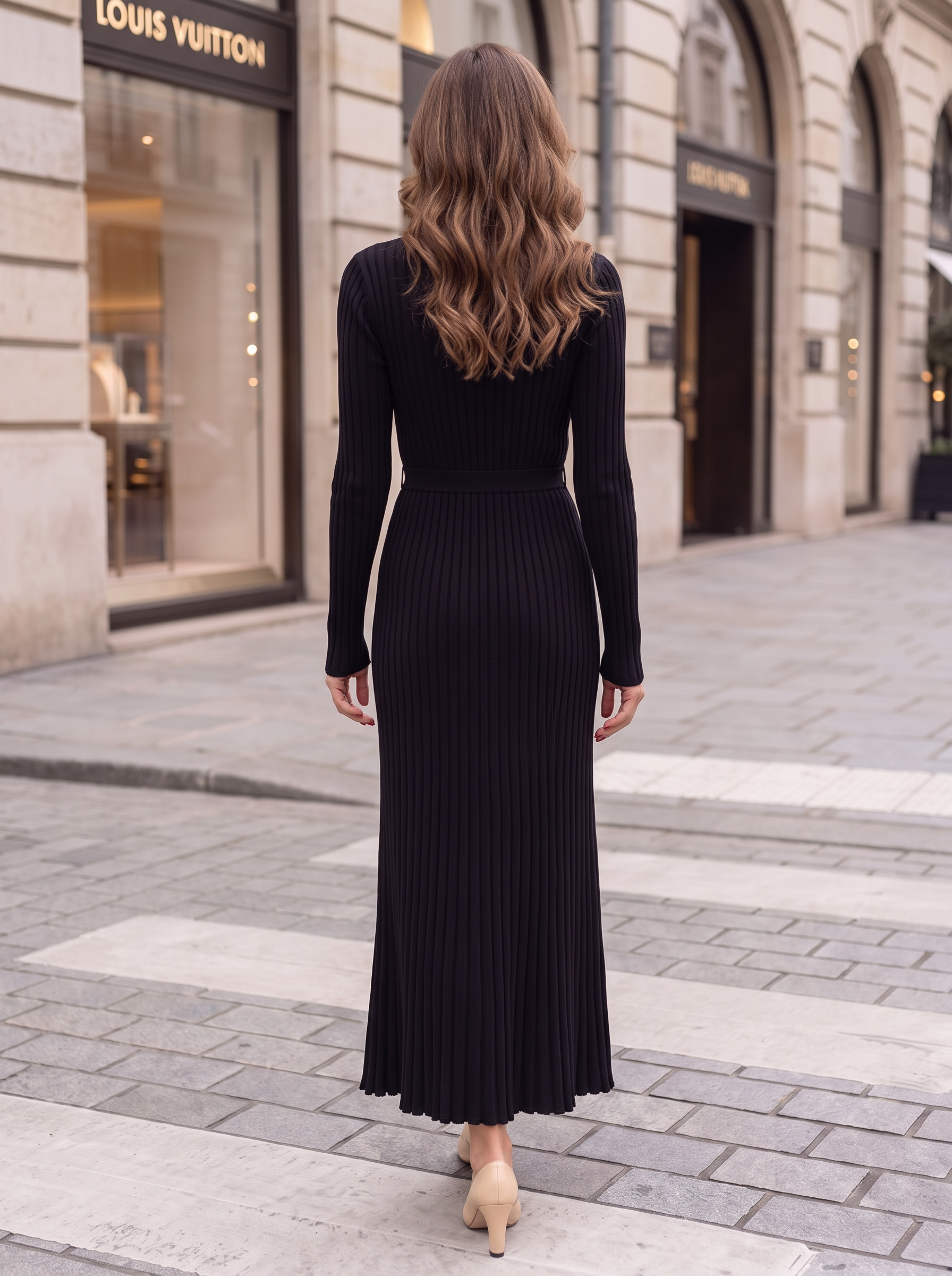 Long Sleeve Fitted Knit Maxi Dress for Women