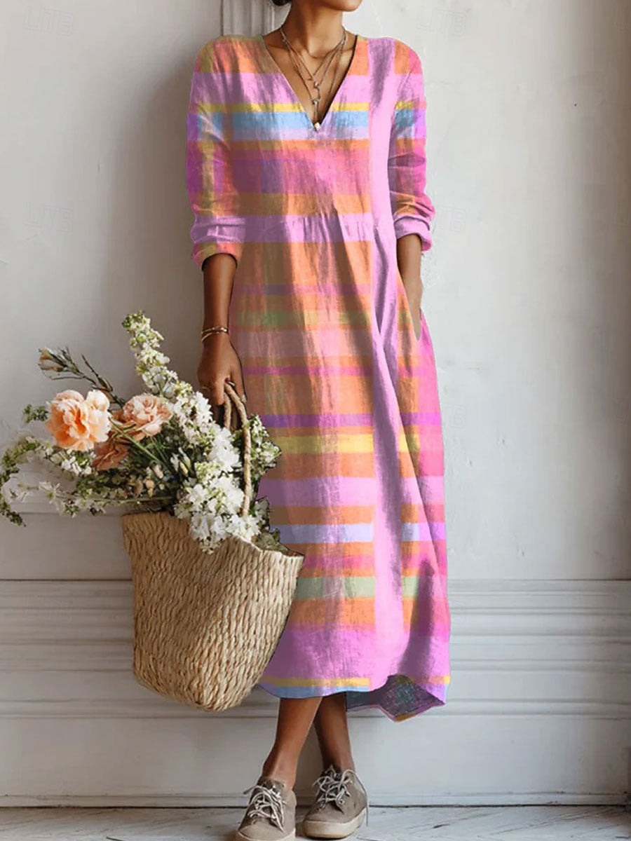 Long Sleeve Printed Long Dress for Women
