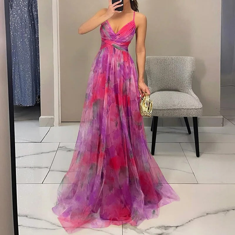 Floral Pleated Maxi Dress for Women