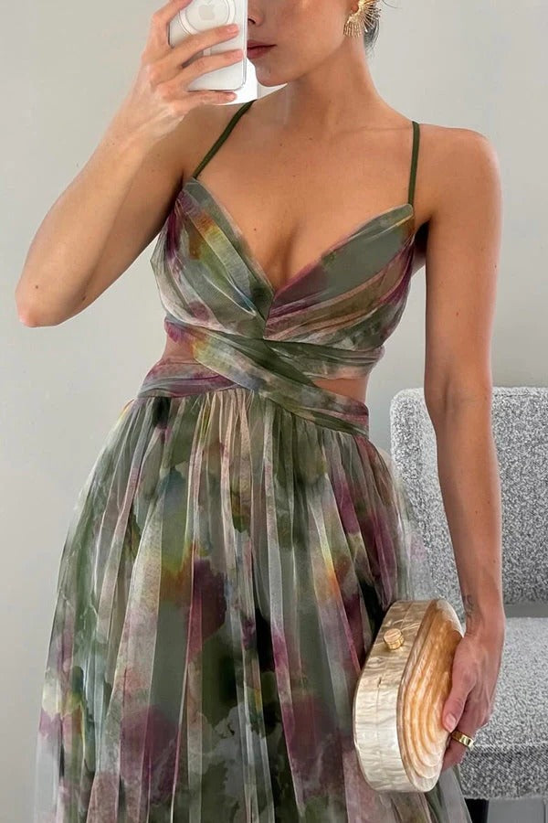 Floral Pleated Maxi Dress for Women