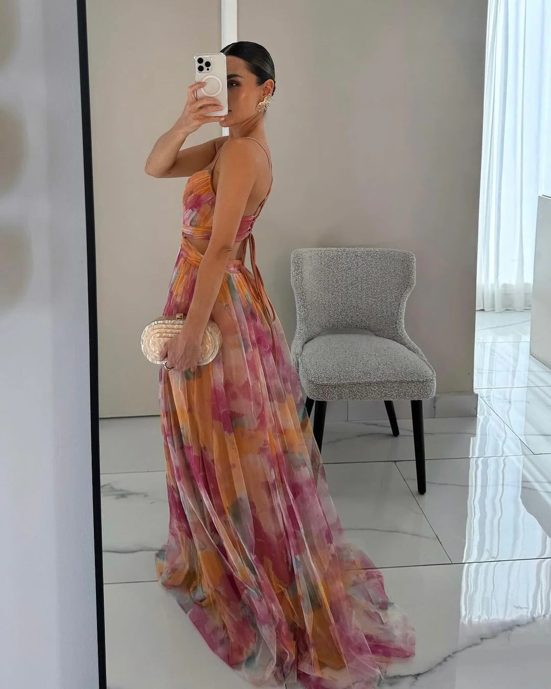 Floral Pleated Maxi Dress for Women