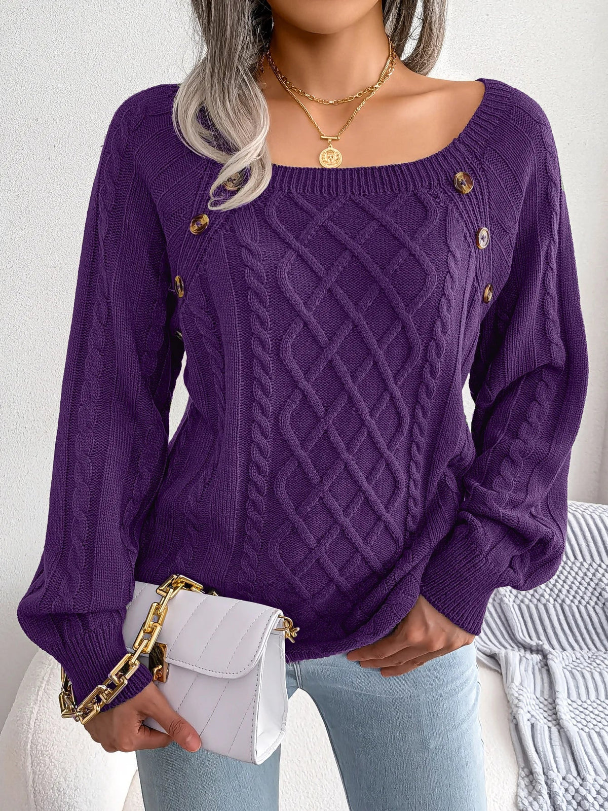 Oversized Cable Knit Sweater for Women