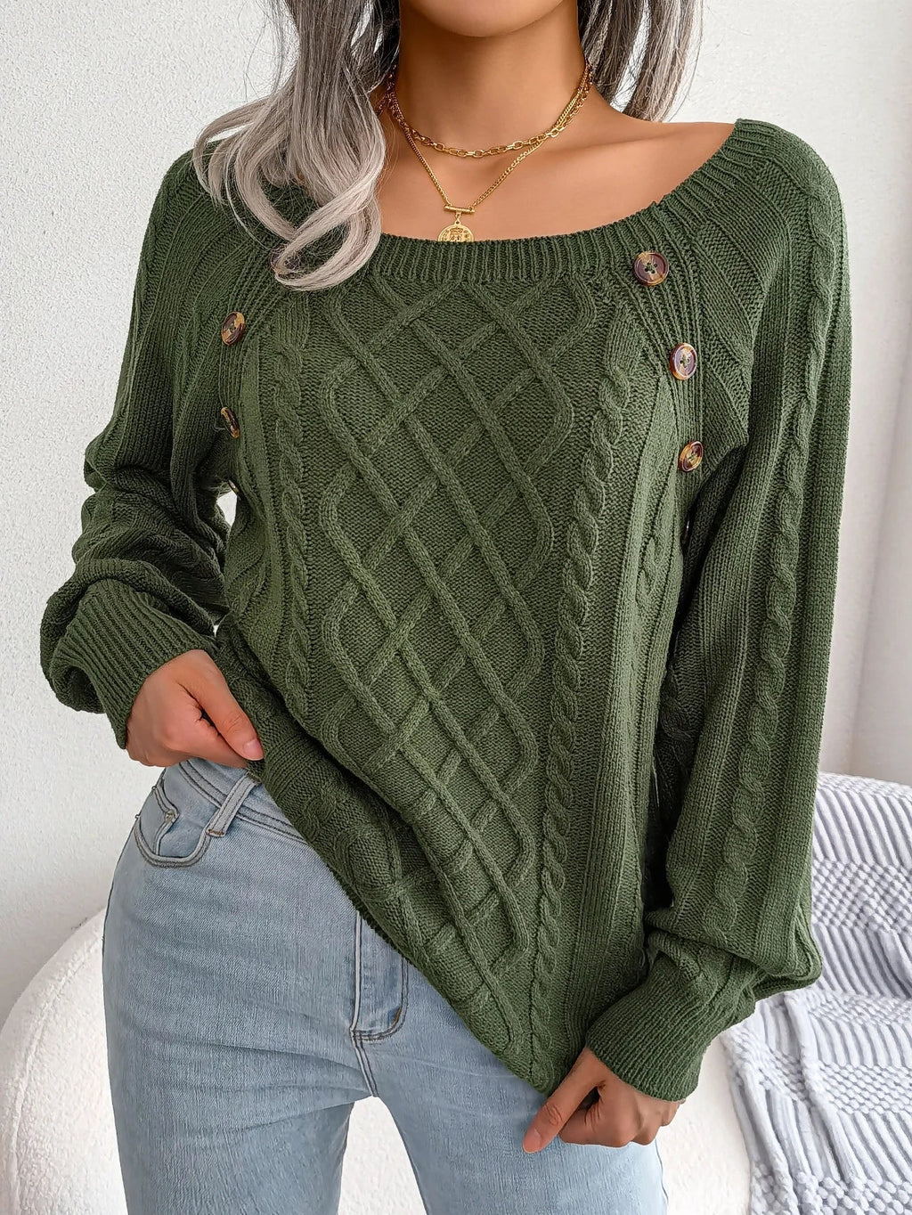 Oversized Cable Knit Sweater for Women