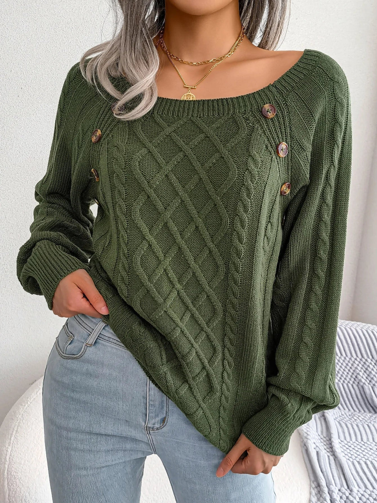 Oversized Cable Knit Sweater for Women