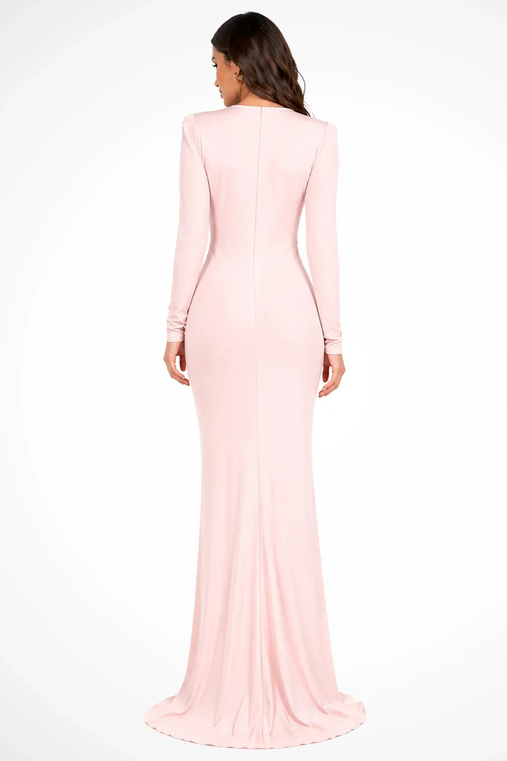 Long Sleeve Deep V Neck Maxi Dress with Side Slit for Women