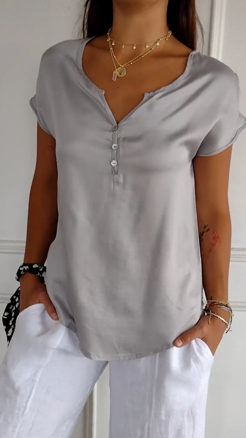 Light V-Neck Blouse for Women