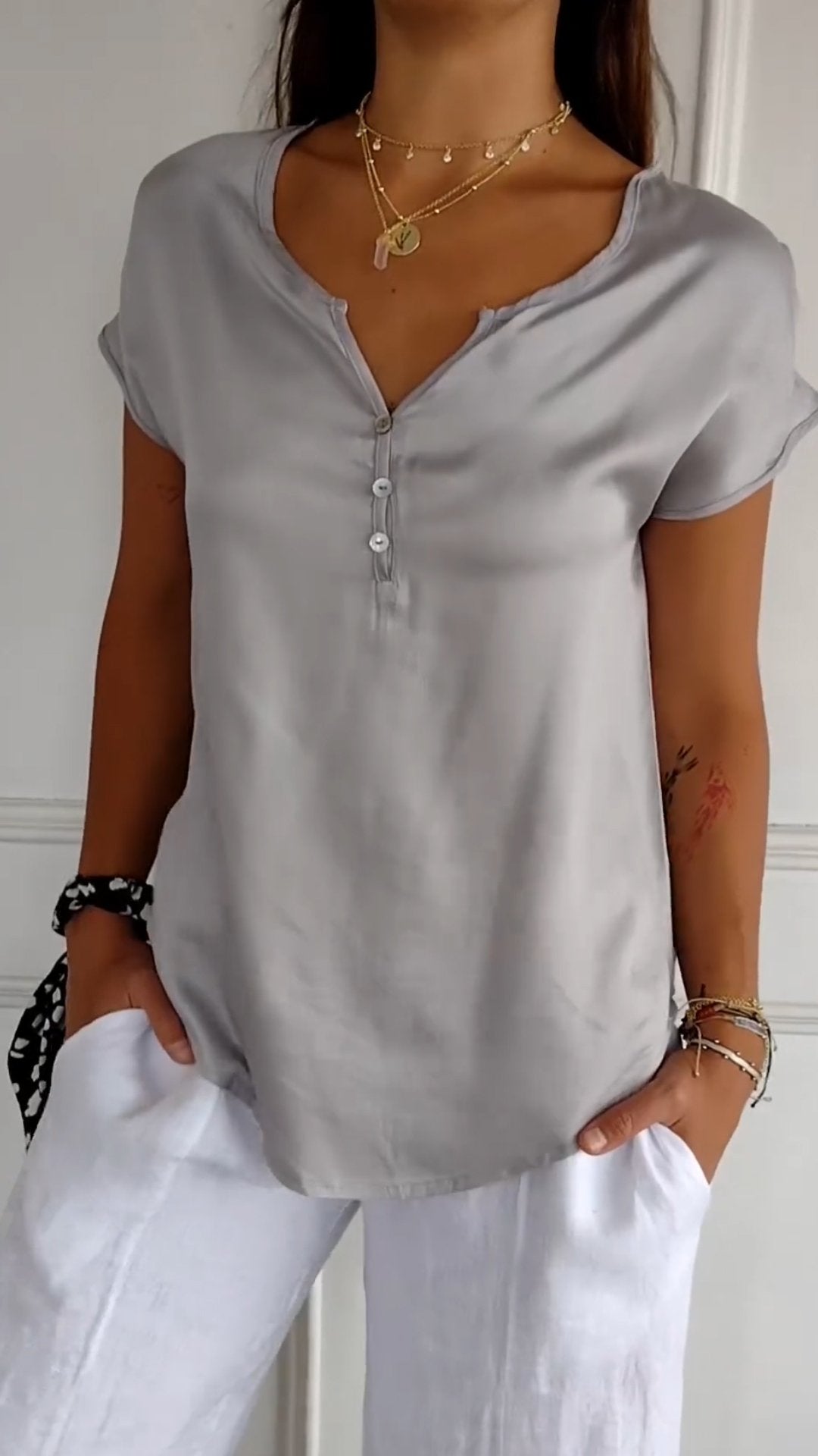 Light V-Neck Blouse for Women