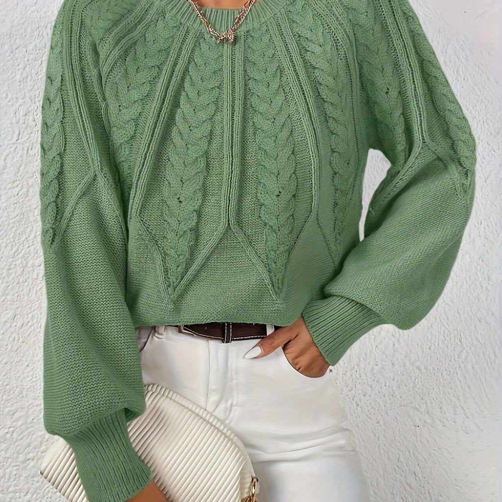 Cropped Cable Knit Sweater for Women