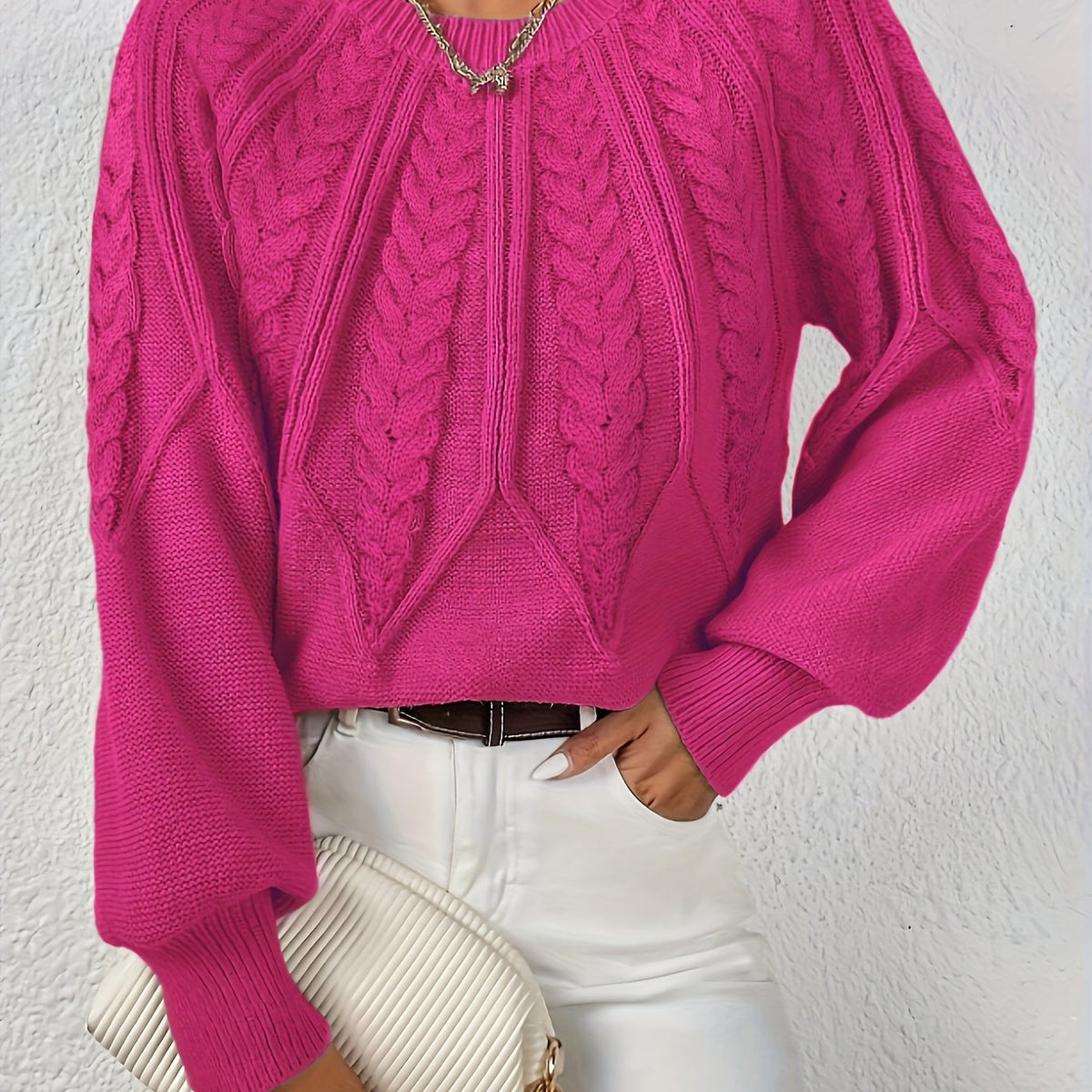 Cropped Cable Knit Sweater for Women
