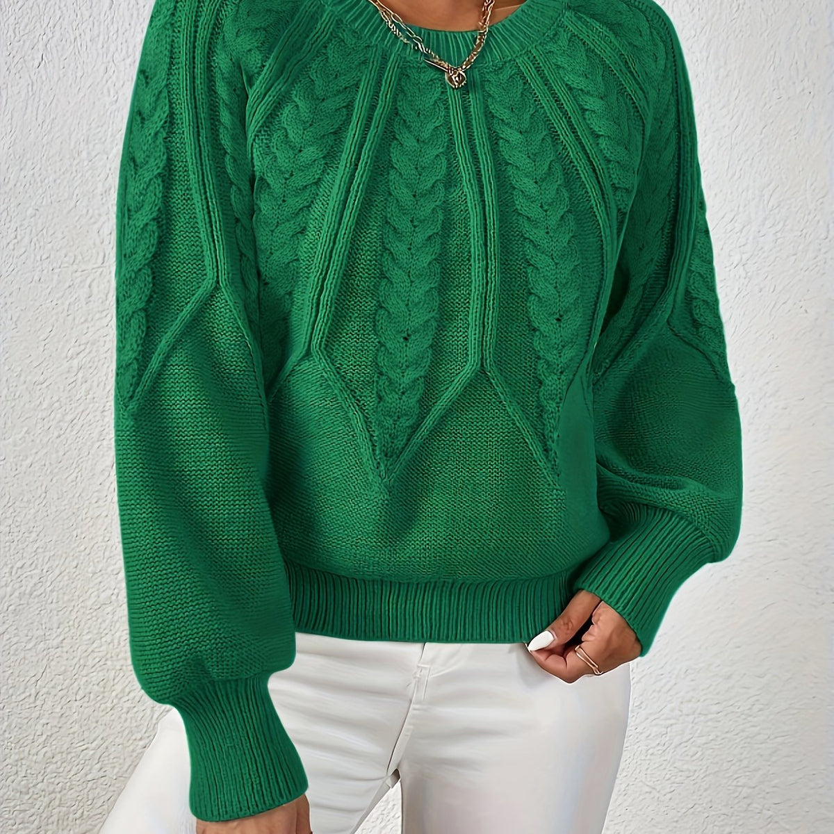 Cropped Cable Knit Sweater for Women