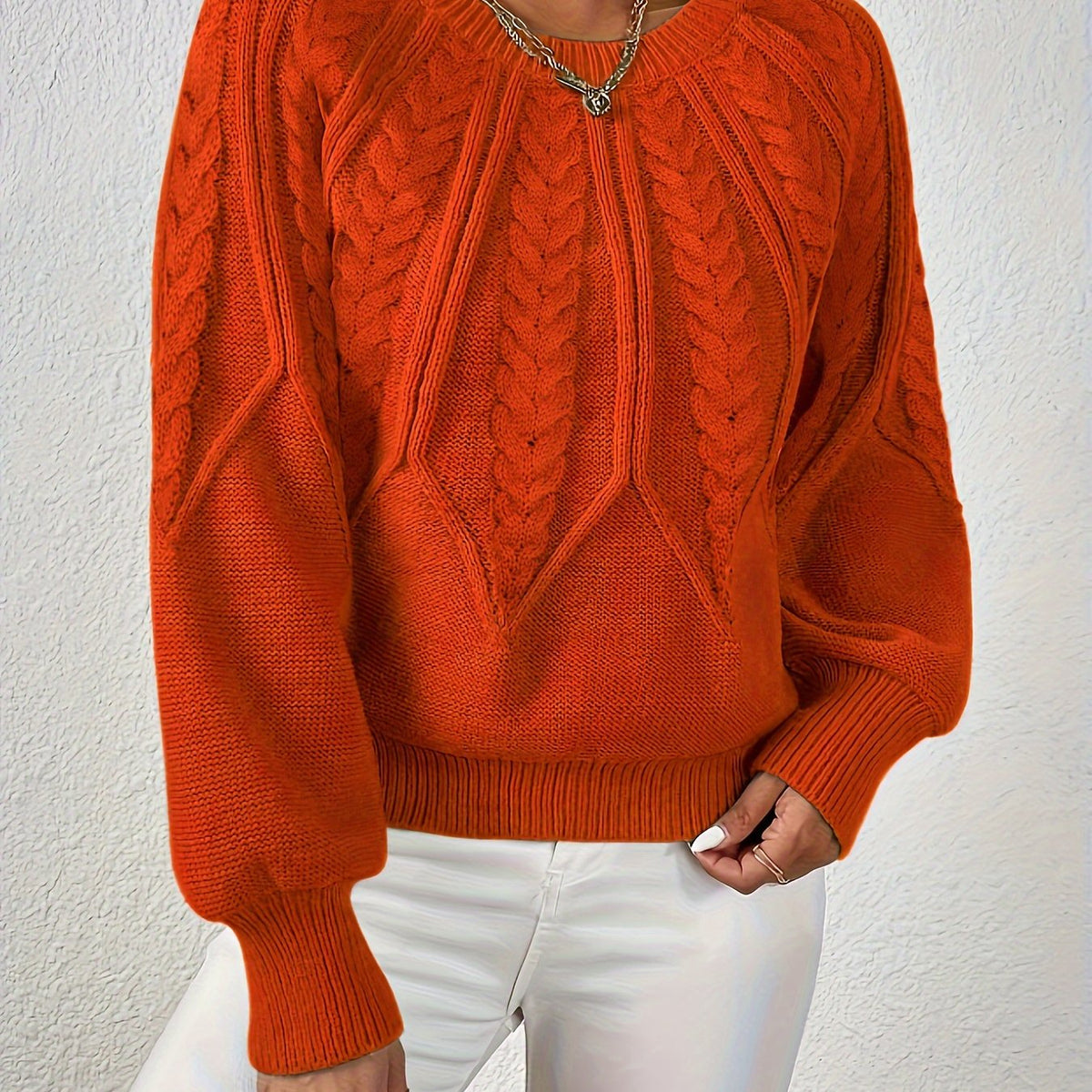 Cropped Cable Knit Sweater for Women