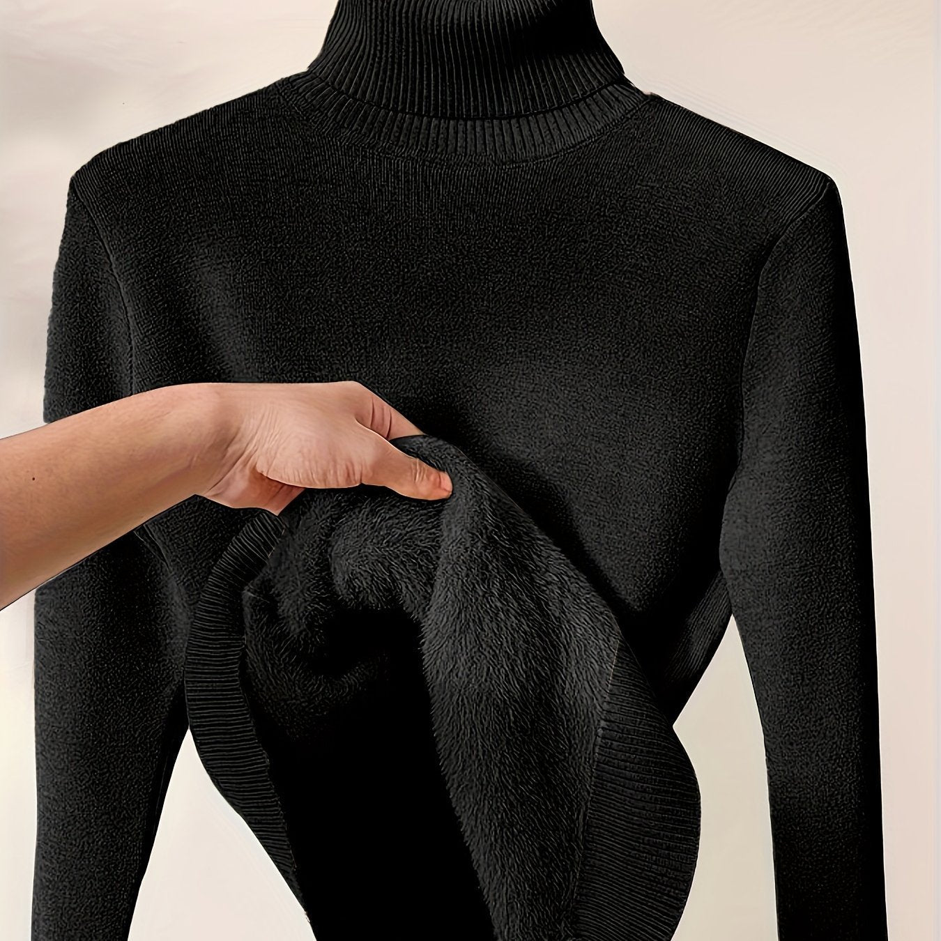 Fleece Lined Turtleneck Sweater for Women