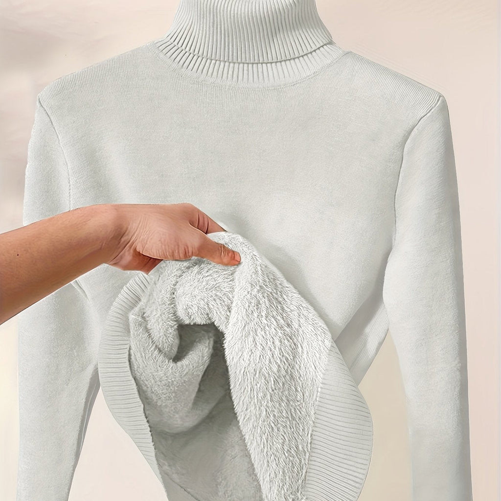 Fleece Lined Turtleneck Sweater for Women
