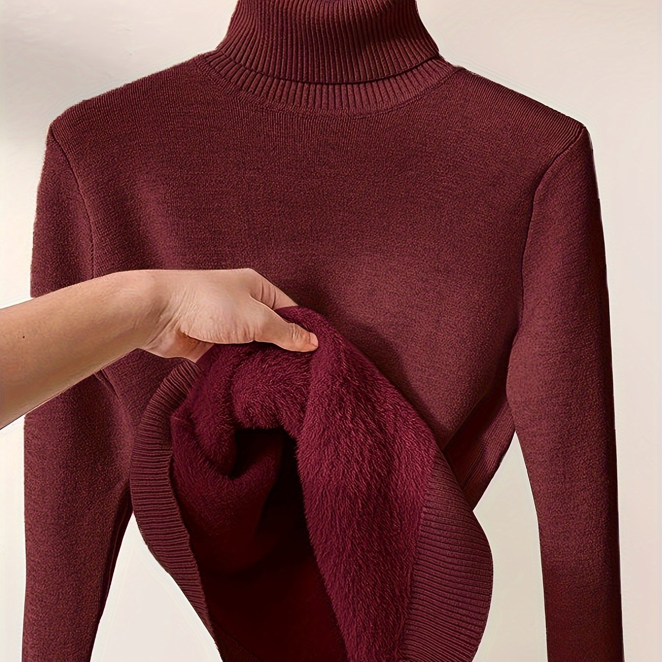 Fleece Lined Turtleneck Sweater for Women