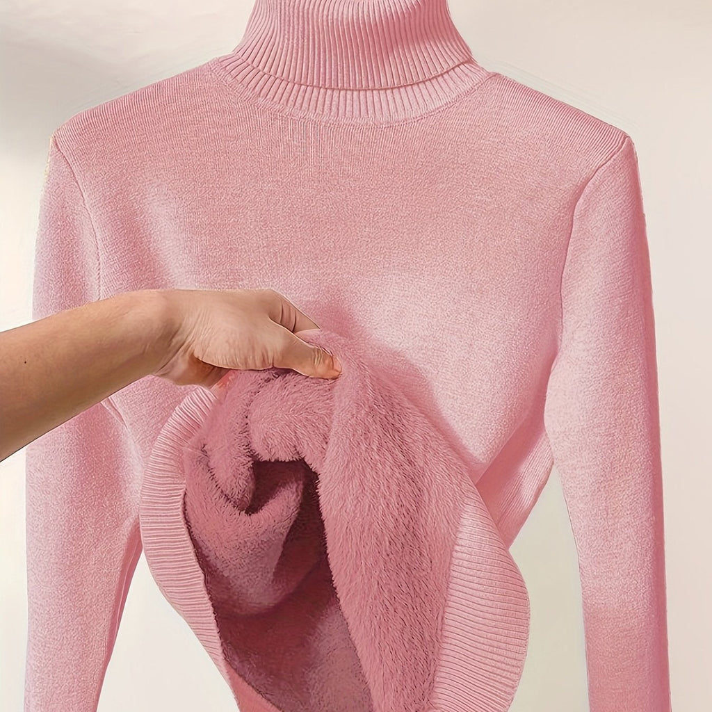Fleece Lined Turtleneck Sweater for Women