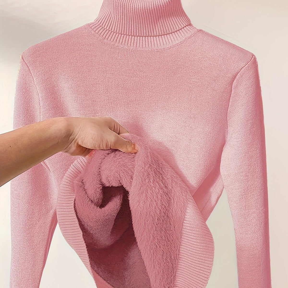 Fleece Lined Turtleneck Sweater for Women