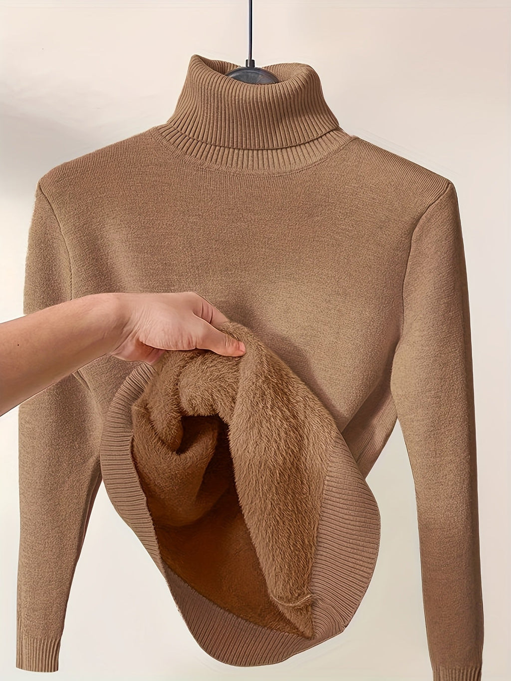 Fleece Lined Turtleneck Sweater for Women