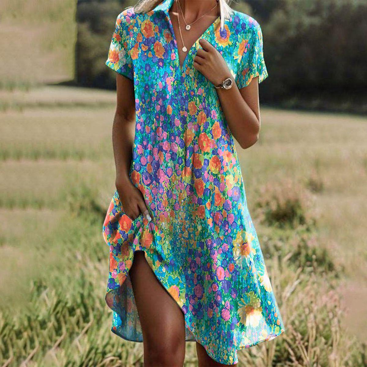Bohemian Print Long Summer Dress for Women