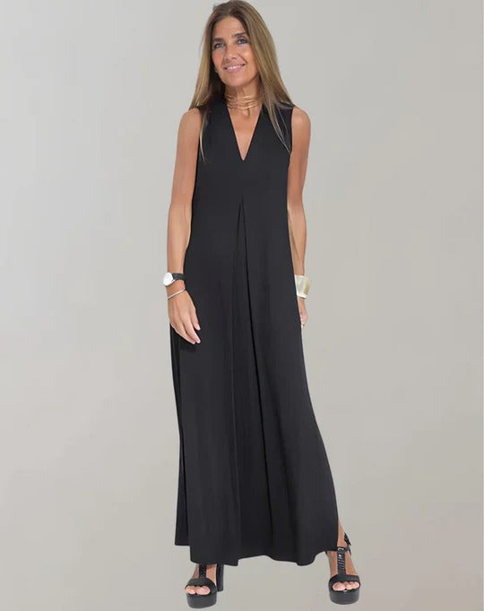 Long Dress with V-Neck for Women
