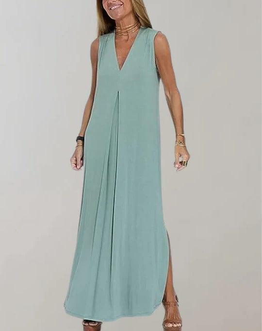 Long Dress with V-Neck for Women