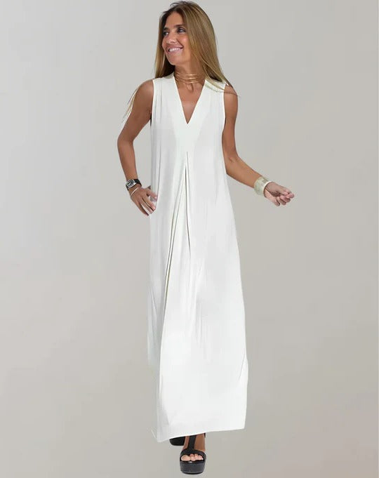 Long Dress with V-Neck for Women