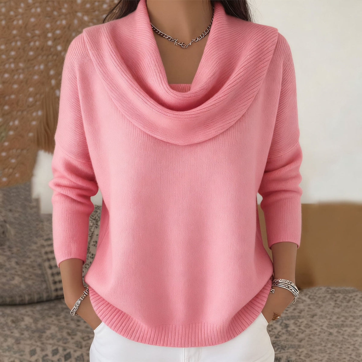 Oversized Cowl Neck Sweater for Women