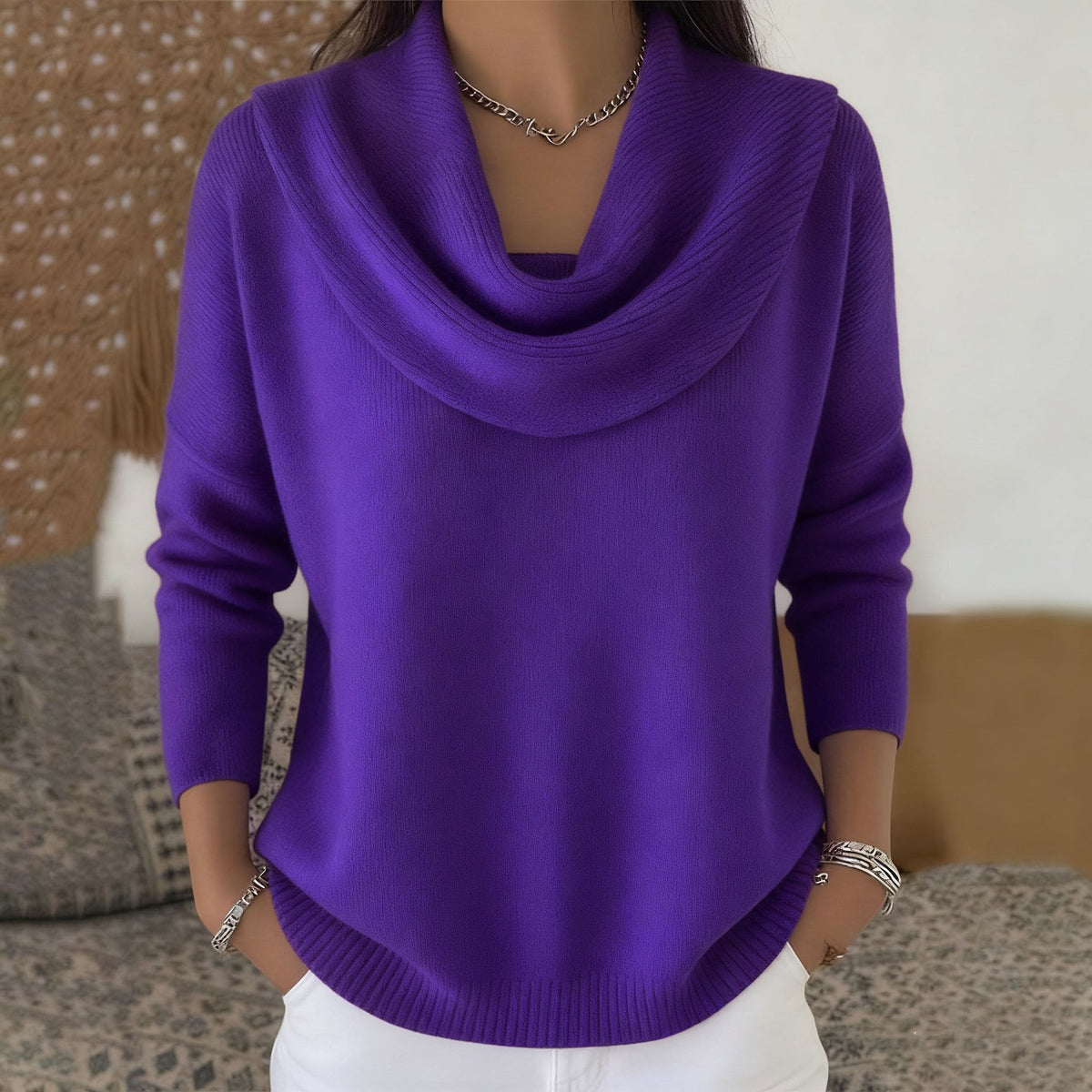 Oversized Cowl Neck Sweater for Women