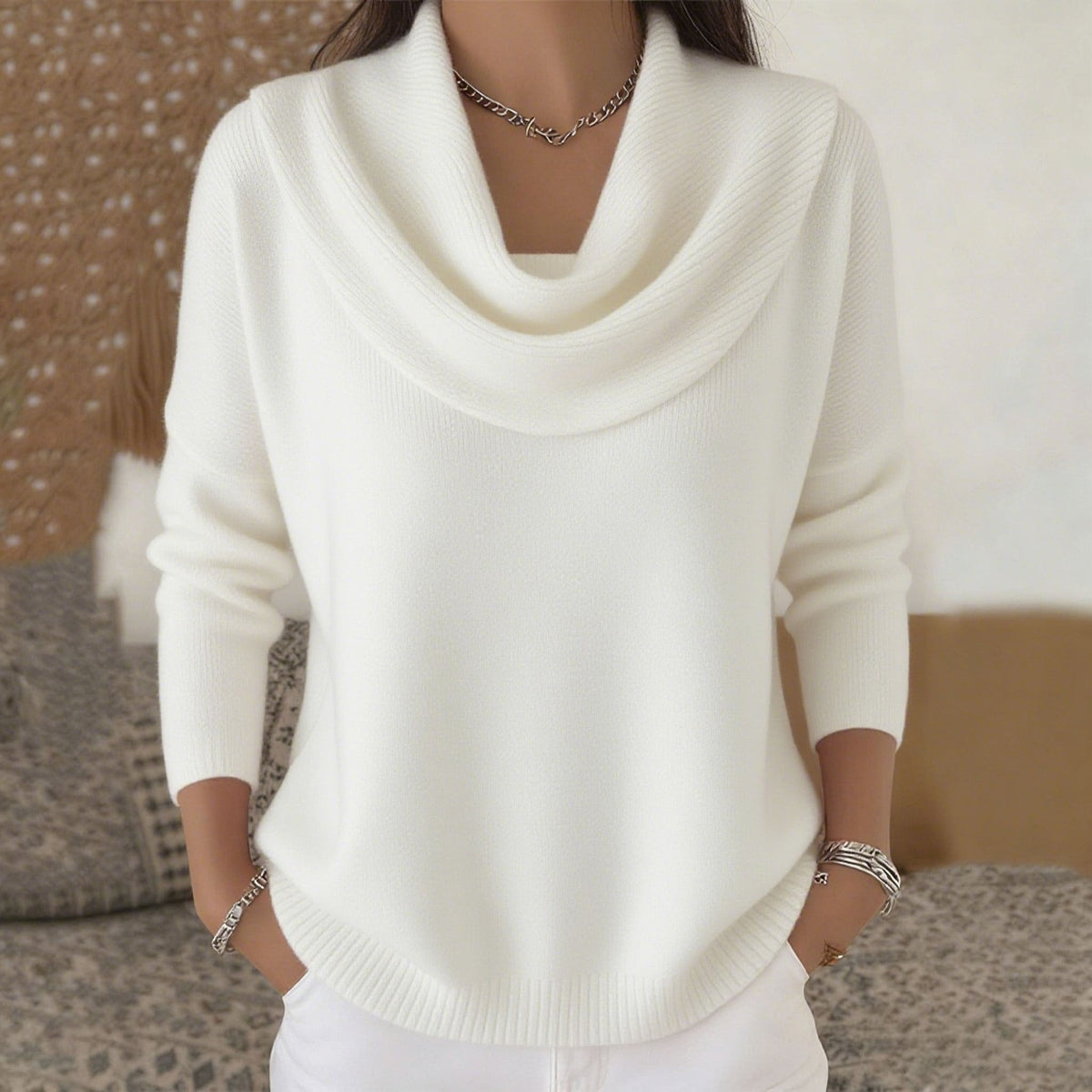Oversized Cowl Neck Sweater for Women