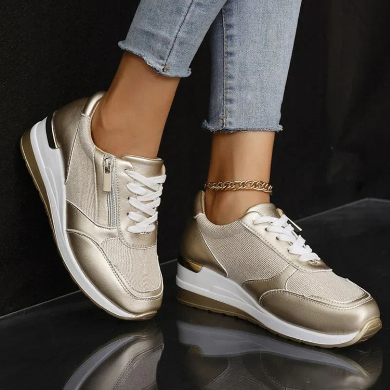 Lace-Up Sneakers with Side Zipper for Women | Perfect for Everyday Wear