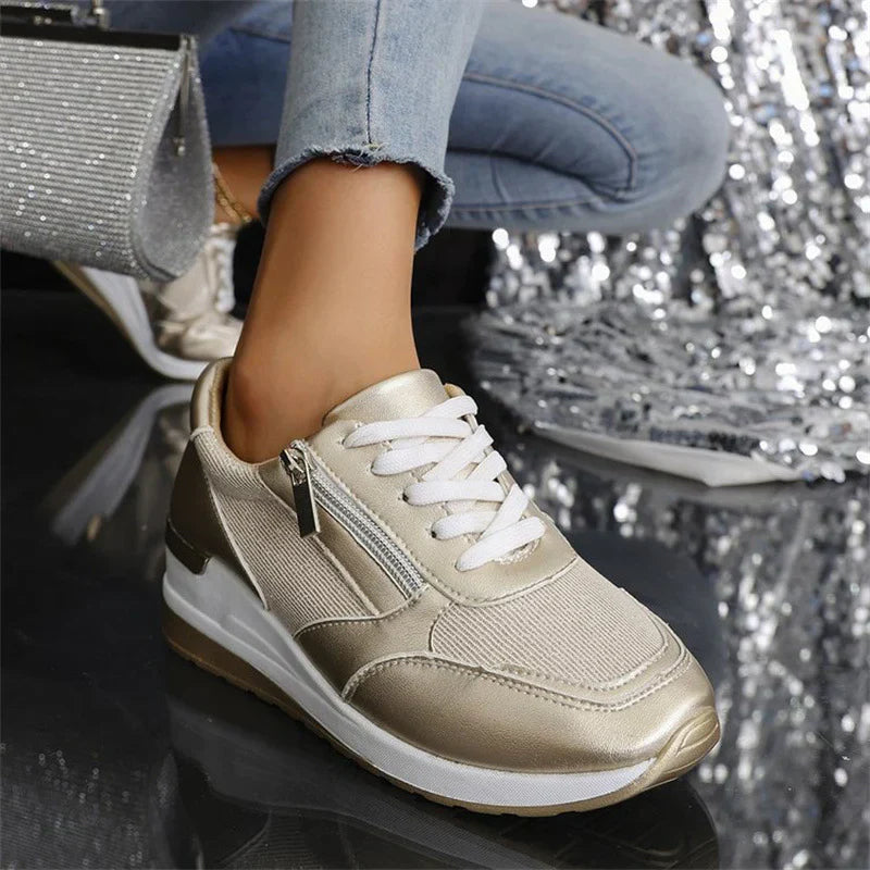 Lace-Up Sneakers with Side Zipper for Women | Perfect for Everyday Wear
