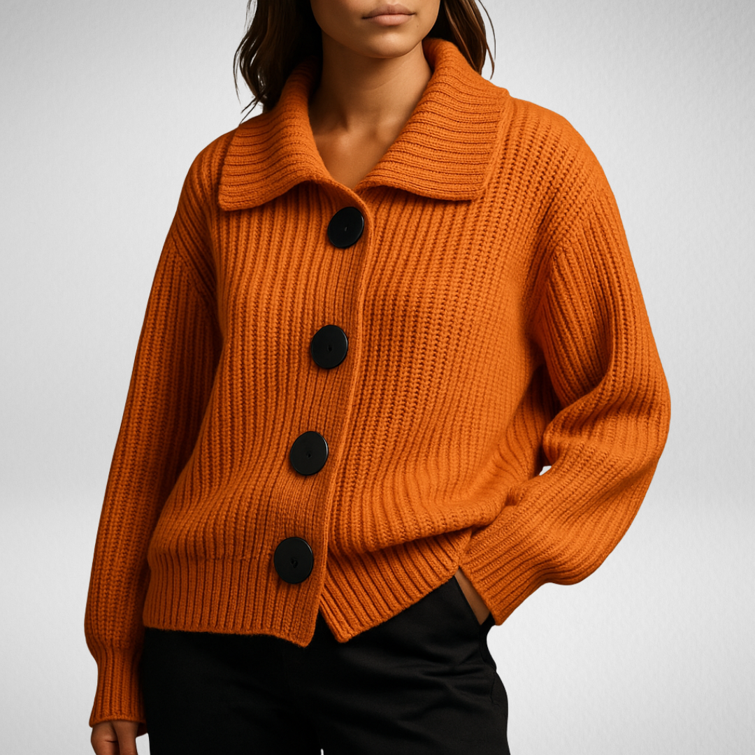 Chunky Knit Oversized Cardigan Sweater with Button Front for Women