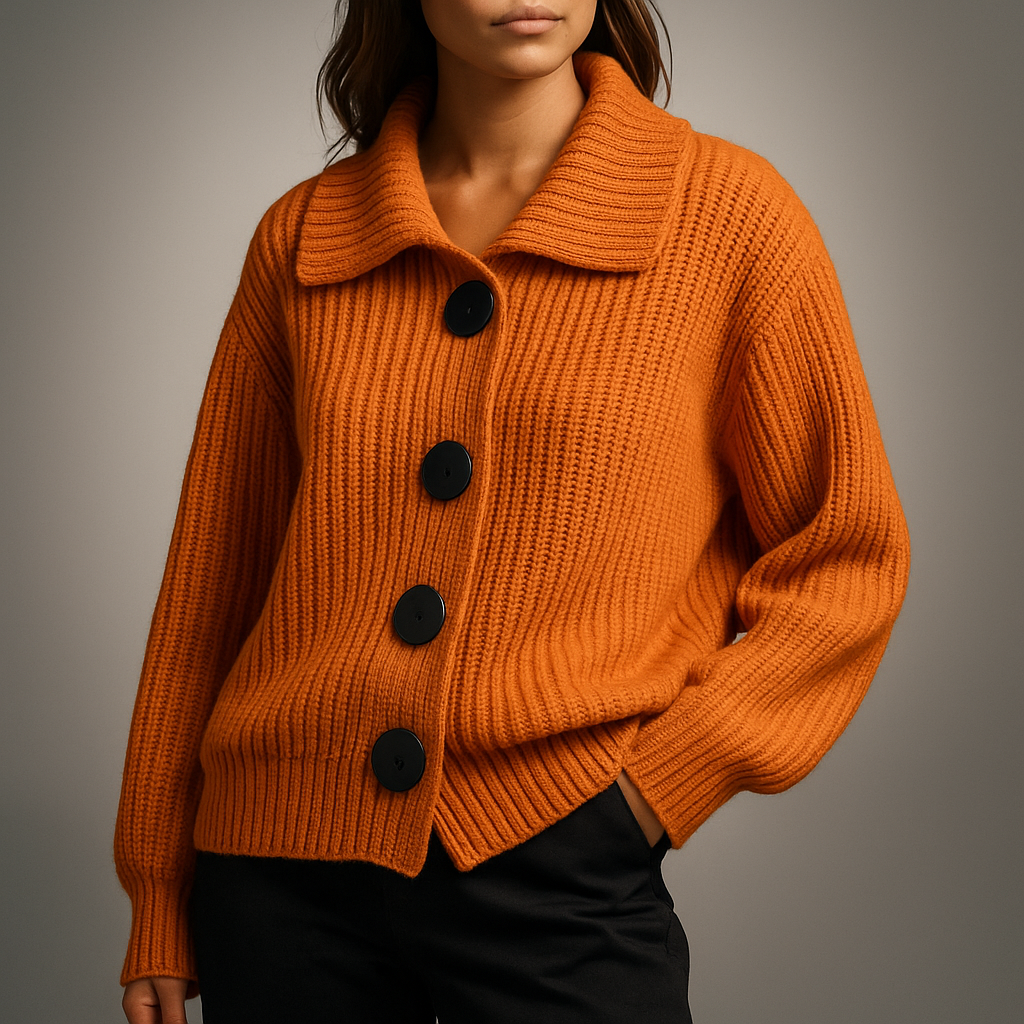 Chunky Knit Oversized Cardigan Sweater with Button Front for Women