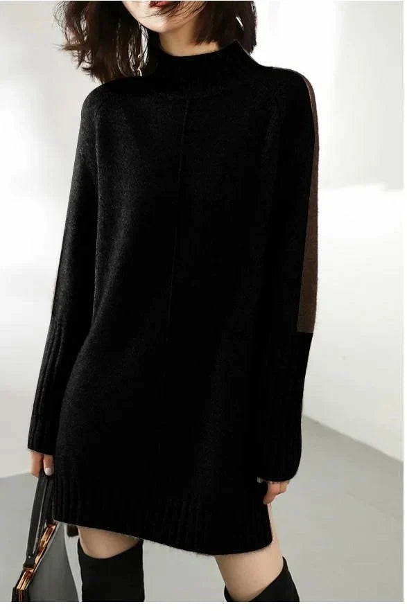 Long Sleeve Oversized Mini Mock Neck Sweater Dress for Women