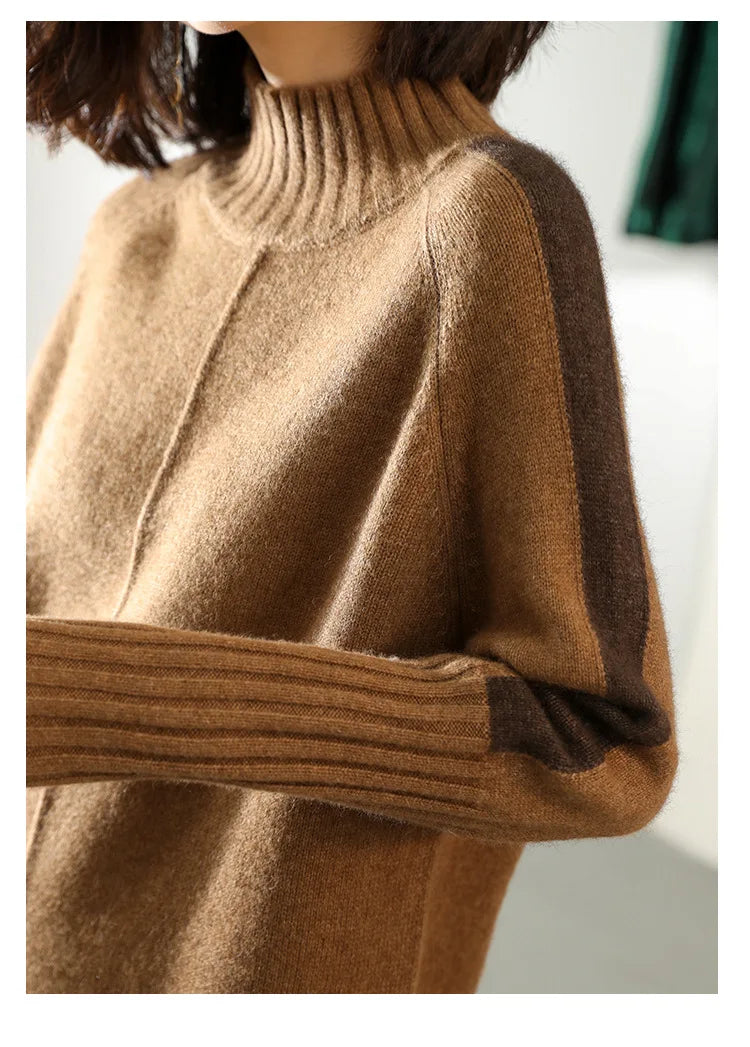 Long Sleeve Oversized Mini Mock Neck Sweater Dress for Women